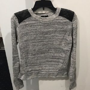 H&M knit sweater with leather shoulder pads